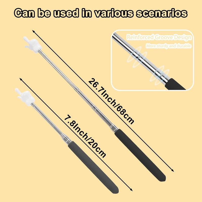 LYMXsd 2PCS Pointer Stick for Classroom – Multipurpose Teacher Pointer Stick, Extendable Classroom Pointer and Finger Pointer Stick, Engaging Colors, Classroom Essentials for Effective Presentations (Black) - Image 2